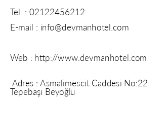 Hotel Devman iletiim bilgileri